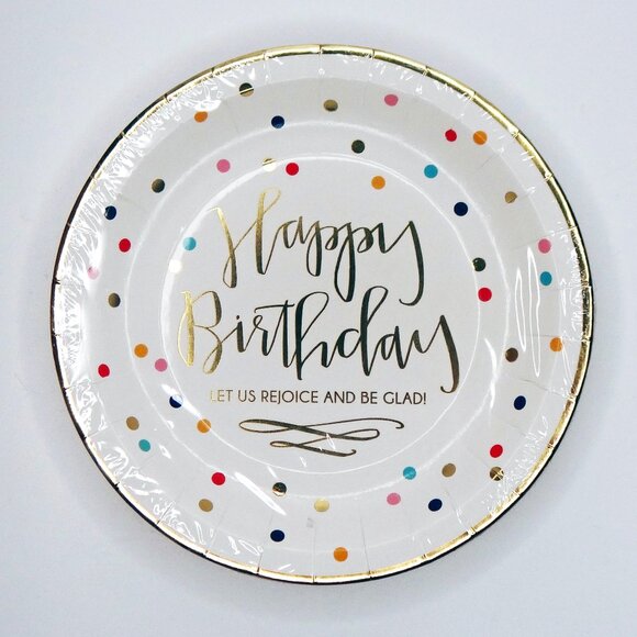 "LET US REJOICE AND BE GLAD" 24 HAPPY BIRTHDAY PAPER PLATES Religious Faith - Picture 1 of 1